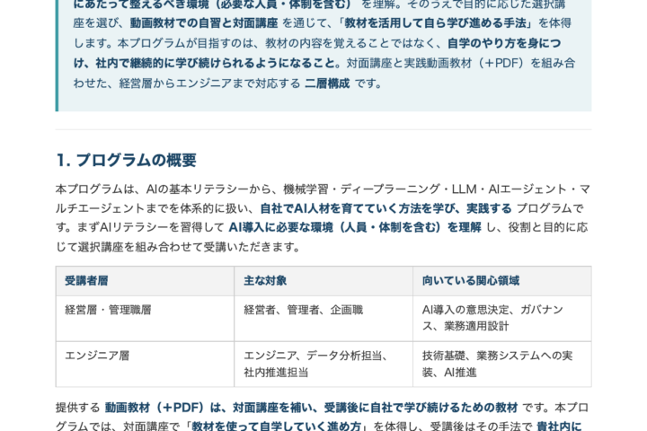 AI活用の基礎と、運用・保守を担う人材の育成手順を学ぶ実践講座