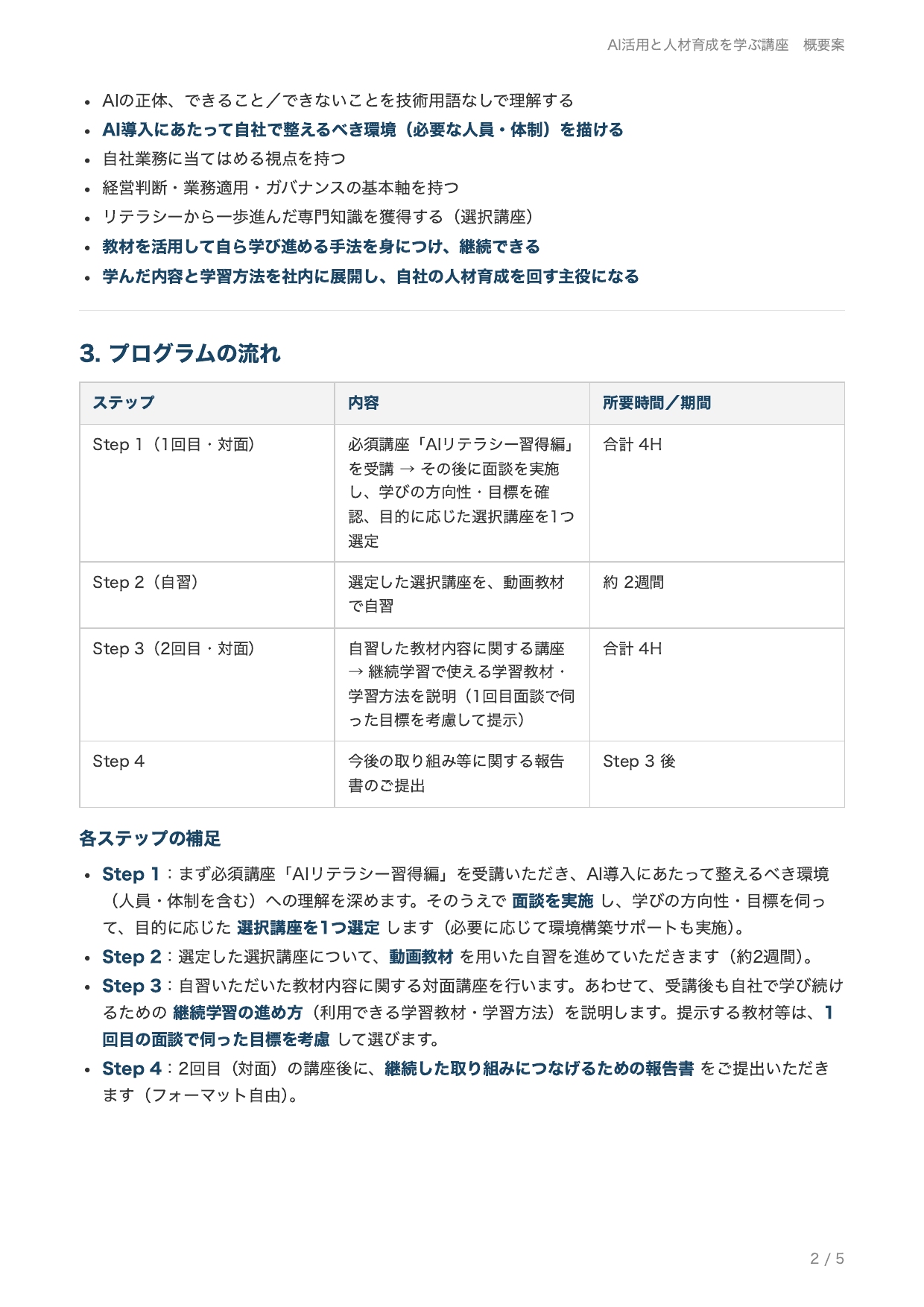 AI活用と人材育成を学ぶ講座 概要案 2ページ目